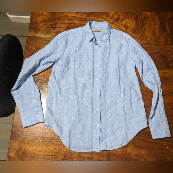 Everlane - Linen Relaxed Shirt Button-Up | Classic Blue | Size 00 - Picture 6 of 11
